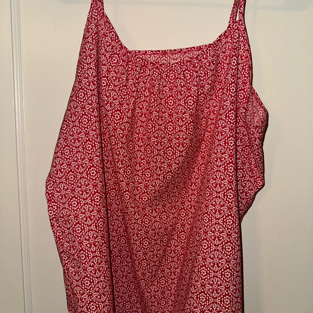 Red Patterned Sleeveless Top